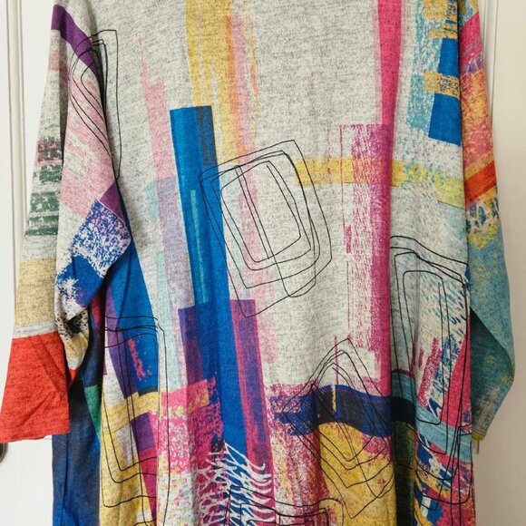 Et' Lois free size dress with cowl neck (USA). Very colorful geometric pattern. - Picture 4 of 8